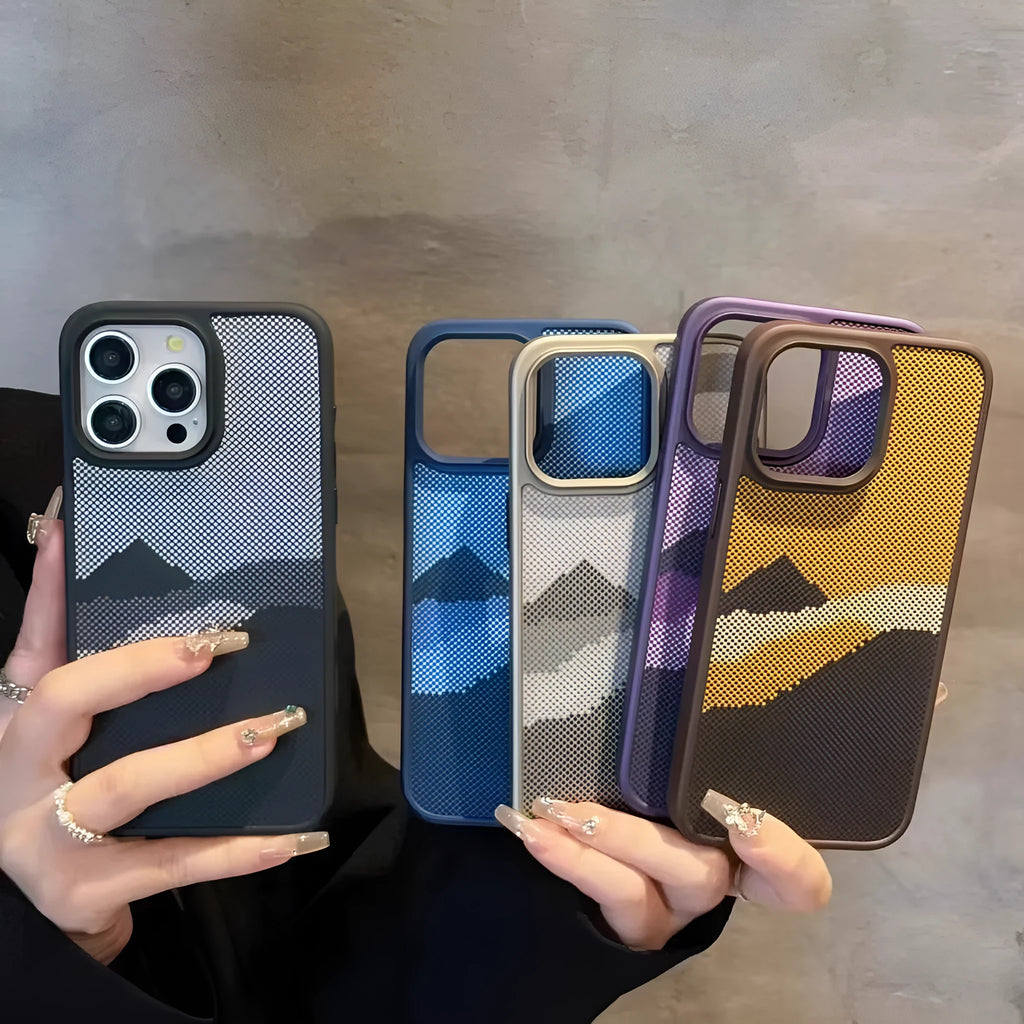 Simple retro TPU shockproof phone case for Apple iPhone 13-15 Pro Max in Fantasy Hill and Dream Hill colours