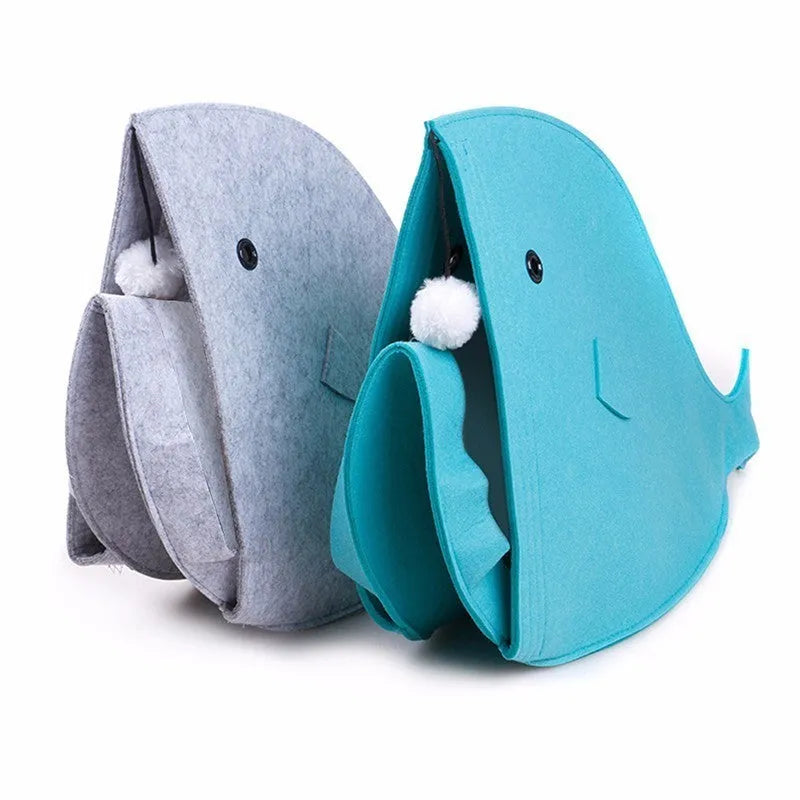 Foldable felt pet nest in blue, size 40x40x50cm, made from non-woven felt, tear resistant and washable