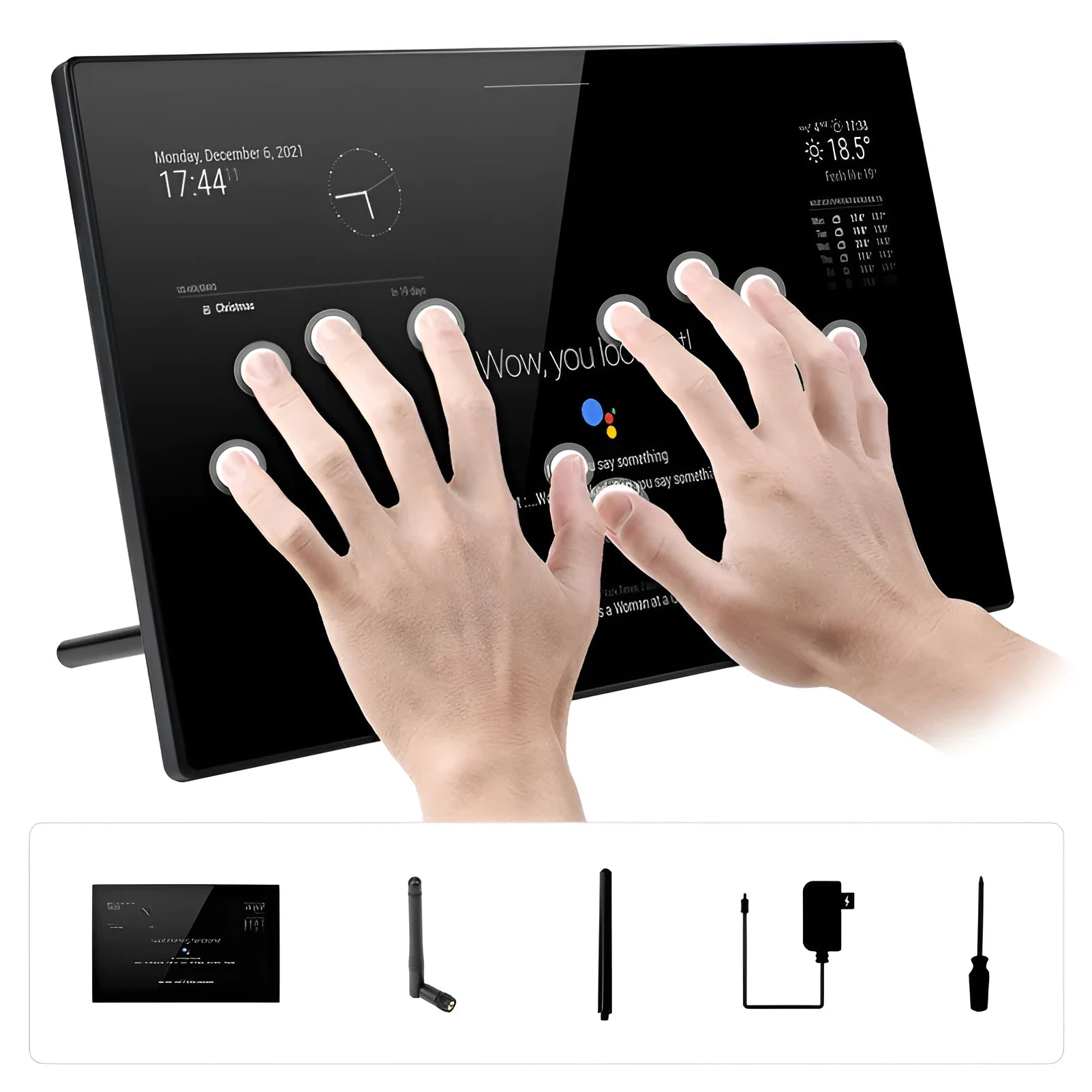 13.3 inch integrated computer touch display unit with voice assistant main control for smart mirror projects.