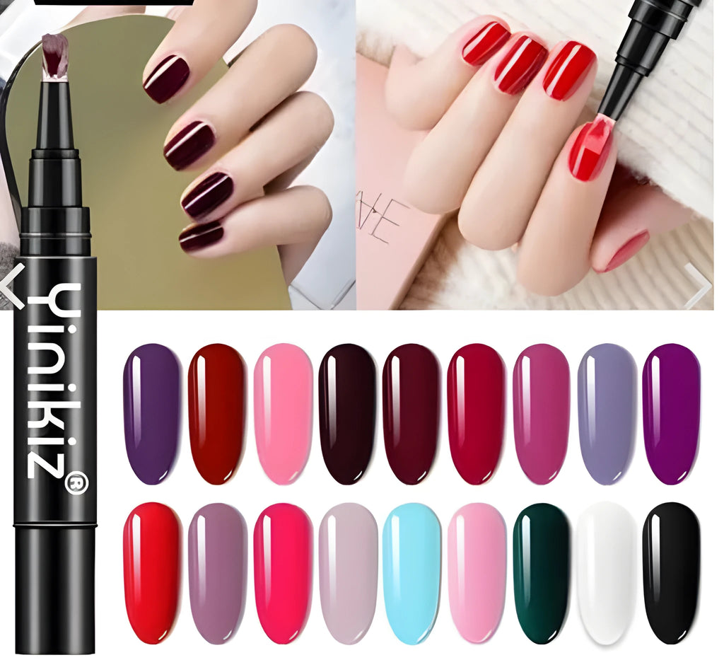 Nail art pen gel polish in 17g with LED UV cure, high saturation colour, no shrink no crack, multiple colour styles