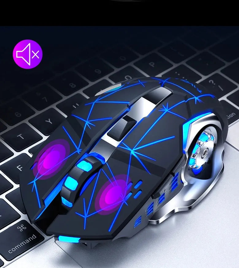 Black and white wireless silent charging mouse with 2400dpi resolution for laptop computers