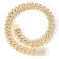 Full zircon hip hop necklace Cuban chain with micro-inlaid zircon stones and real gold plating 20mm width
