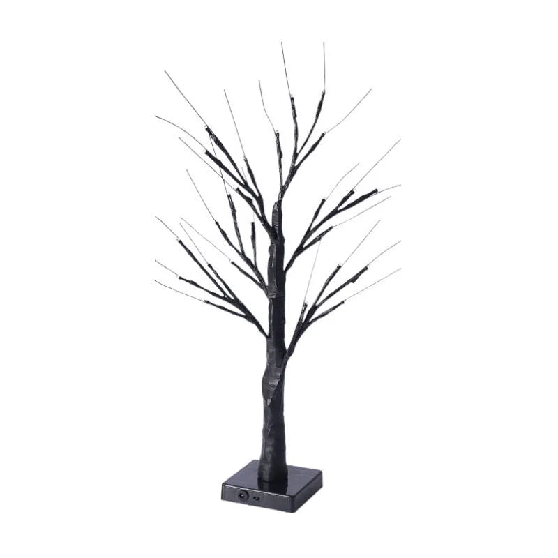60cm tall plastic LED birch tree night light with warm white LEDs on a black birch design.