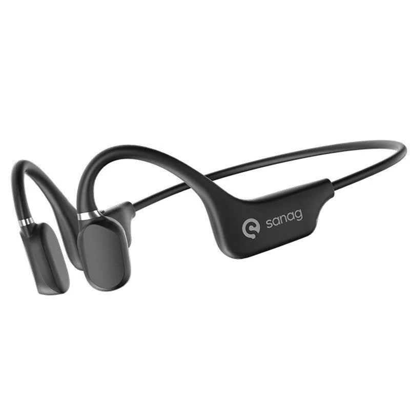 Wireless bone conduction neckband headphones in multiple colours shown worn during exercise.
