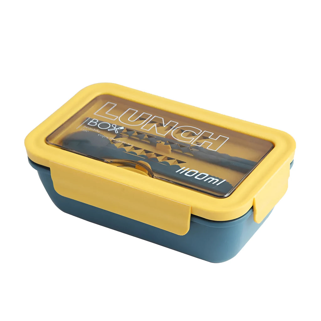 Four-layer partitioned bento lunch box in Nordic style with green, red and yellow colour options