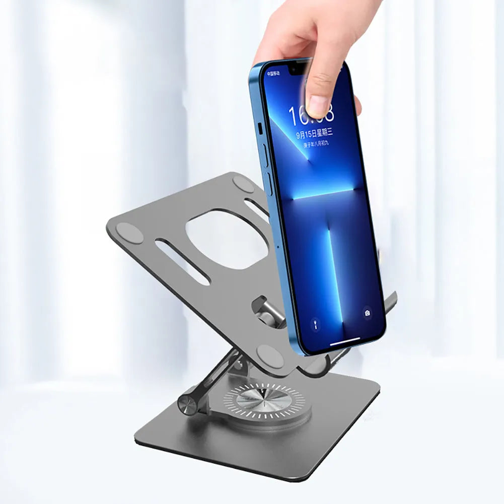 Aluminium rotating tablet stand with adjustable height in silver or black colour