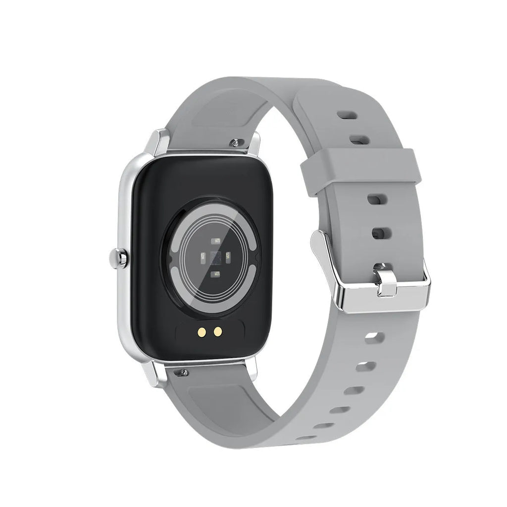 H80 sports smart watch with a black silicone strap and a screen showing heart rate and blood oxygen data.
