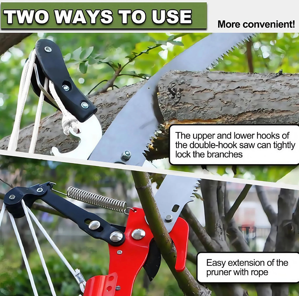 Pull rope pruning shears with 8-section assembly 3.3m metal saw blade