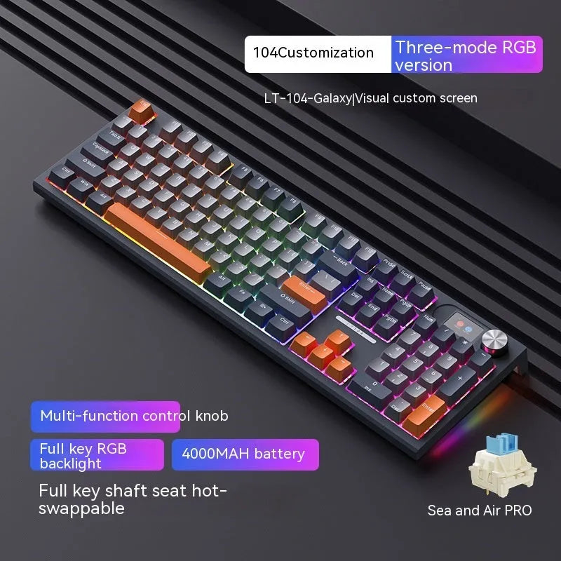 Compact bluetooth mechanical keyboard with USB-C cable on a desk