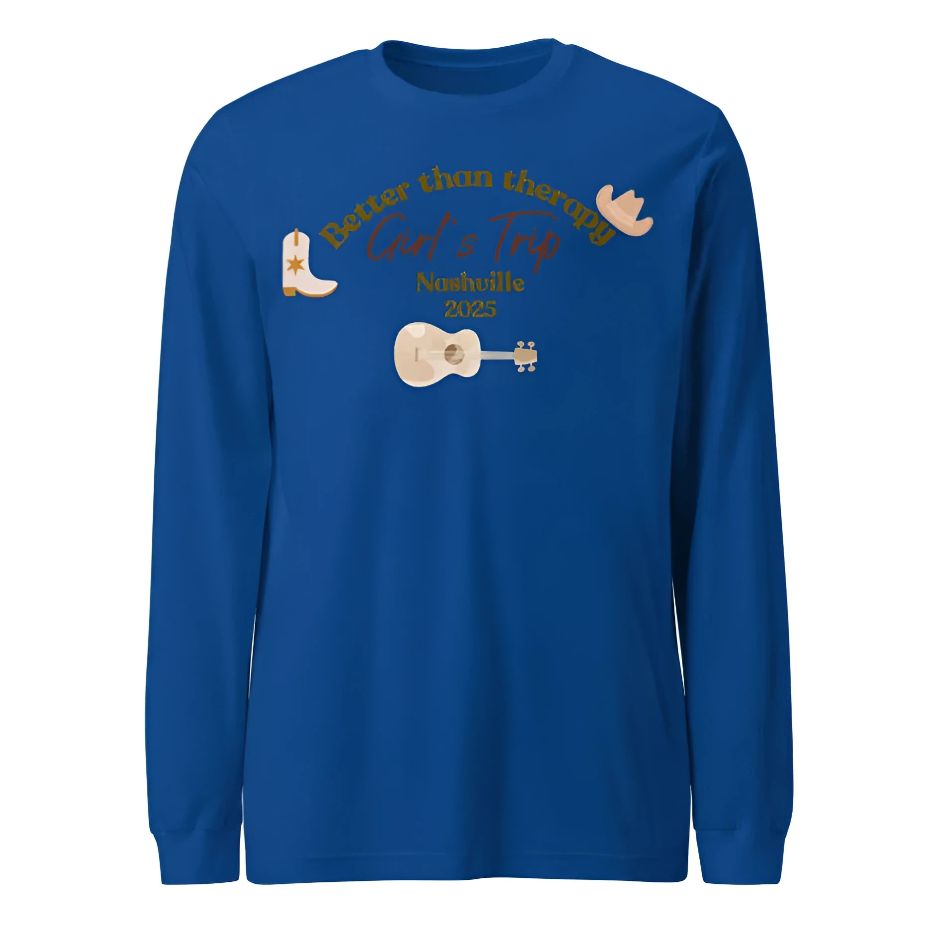 Blue loose-fit men's polyester sweater with printed letter pattern, round neck, in Japanese Korean casual style.