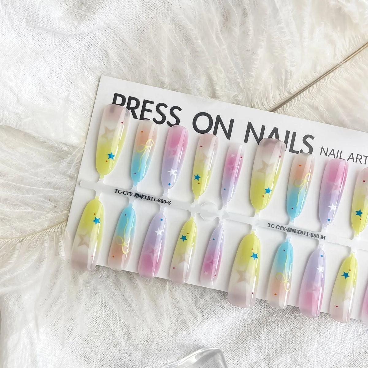 Sweet XB11-880 oval almond nail stickers by Dopamine Cartoon XINGX in frosted and glossy finishes on a white background