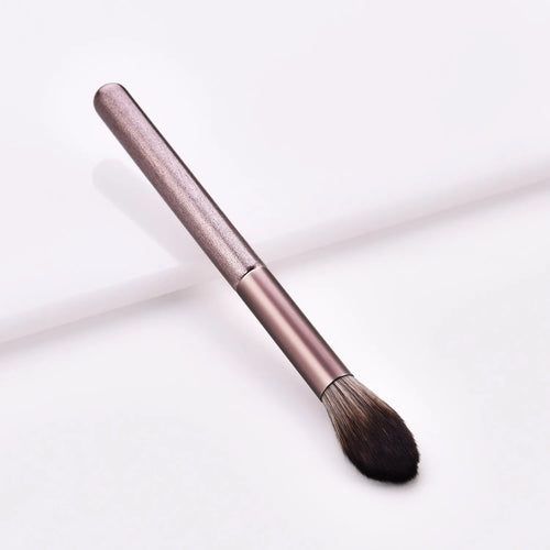 12 piece makeup brushes set with nylon bristles and wooden handles in a small grape beauty design