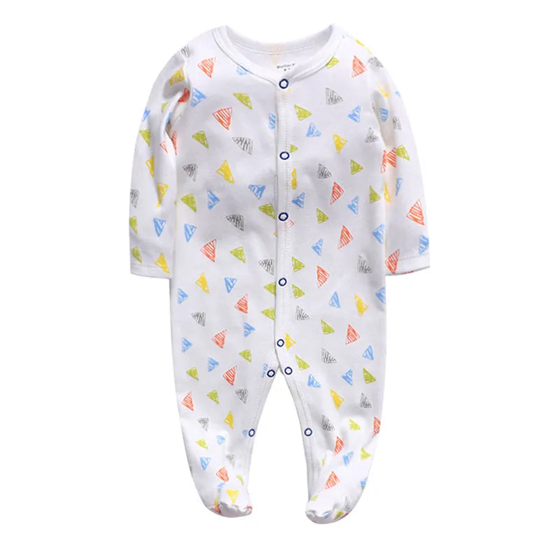 Cotton one-piece baby romper with dinosaur print for infants 3-12 months