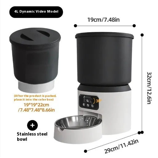 4-litre automatic pet feeder with digital control panel and stainless steel food bowl