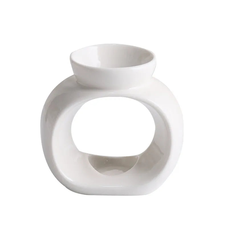 White ceramic Nordic style aromatherapy stove ornament with single colour glaze porcelain