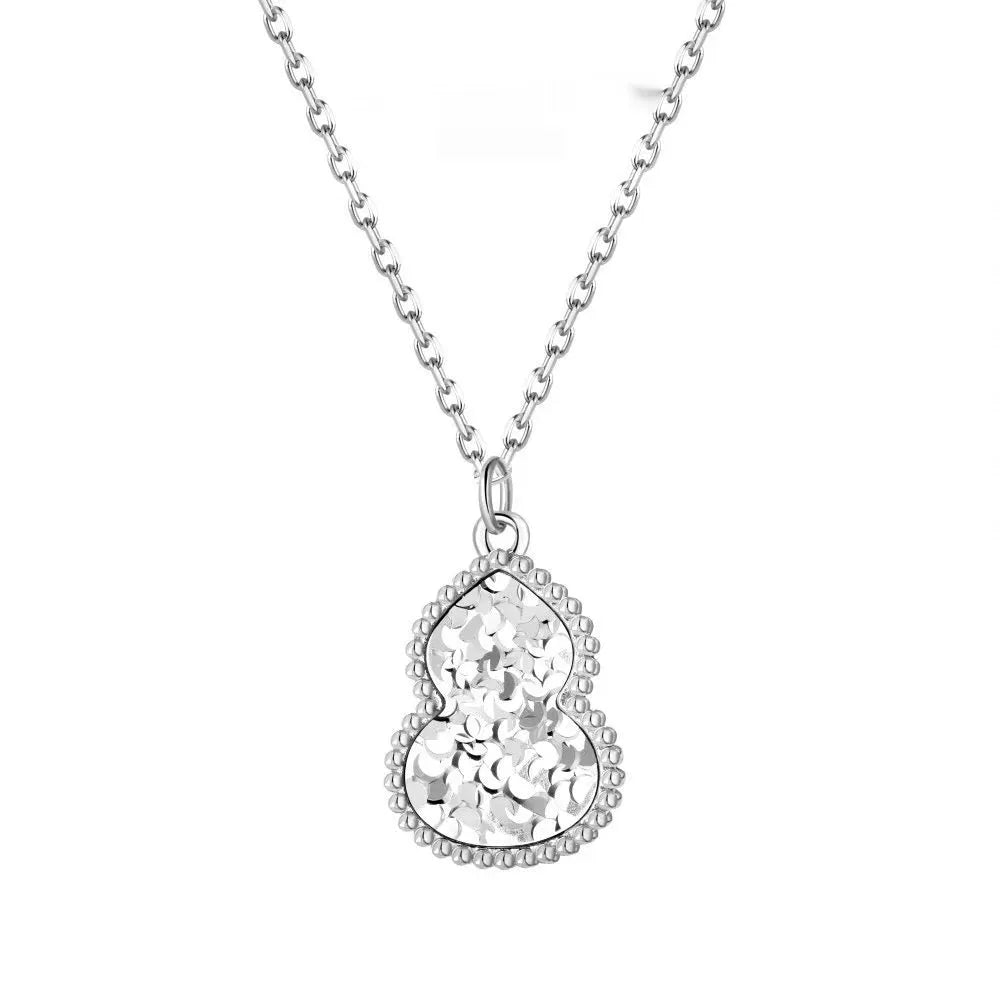 Gourd double-sided clavicle chain necklace for women, gold plated copper pendant, gold colour option on display