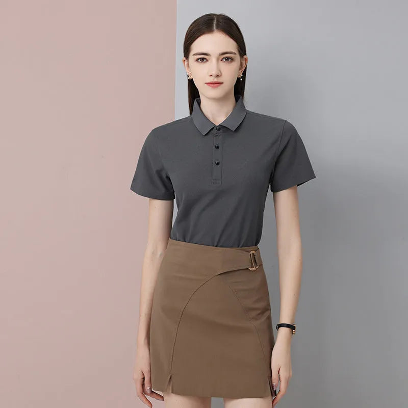 Men's cotton blend regular fit short-sleeved polo shirt in white, black, dark gray, dark blue, red, light blue