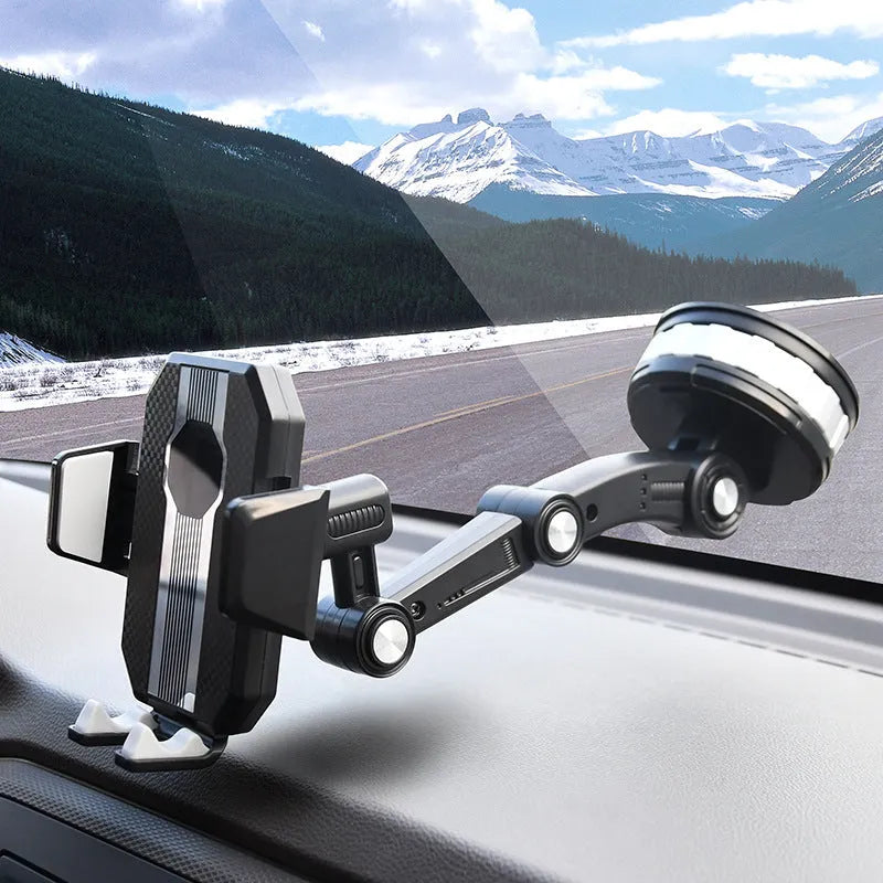 Grey suction cup car phone holder with rotary adjustment, 30x11.5cm, for mobile phone navigation