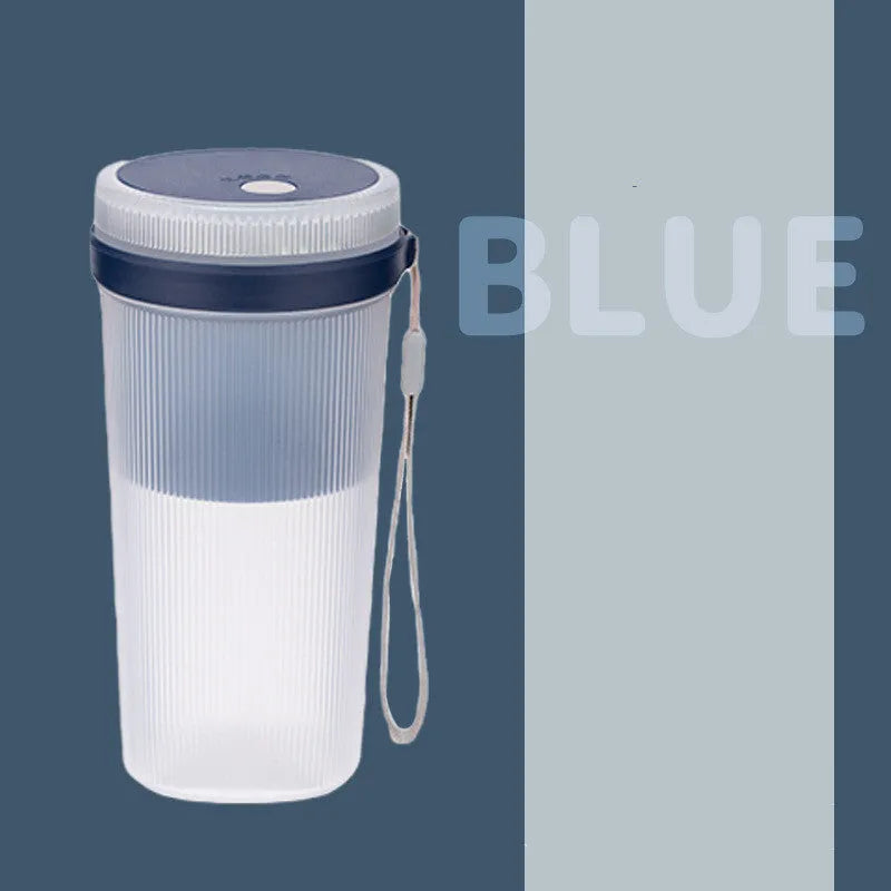Blue portable USB rechargeable blender with detachable cup and charging cable