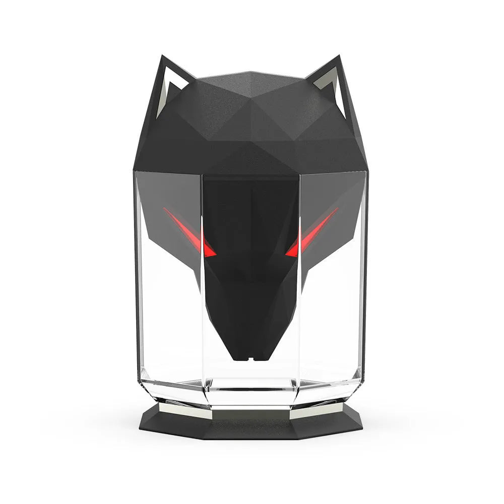 War Wolf black or white ultrasonic desktop humidifier with colourful LED lights and USB cable