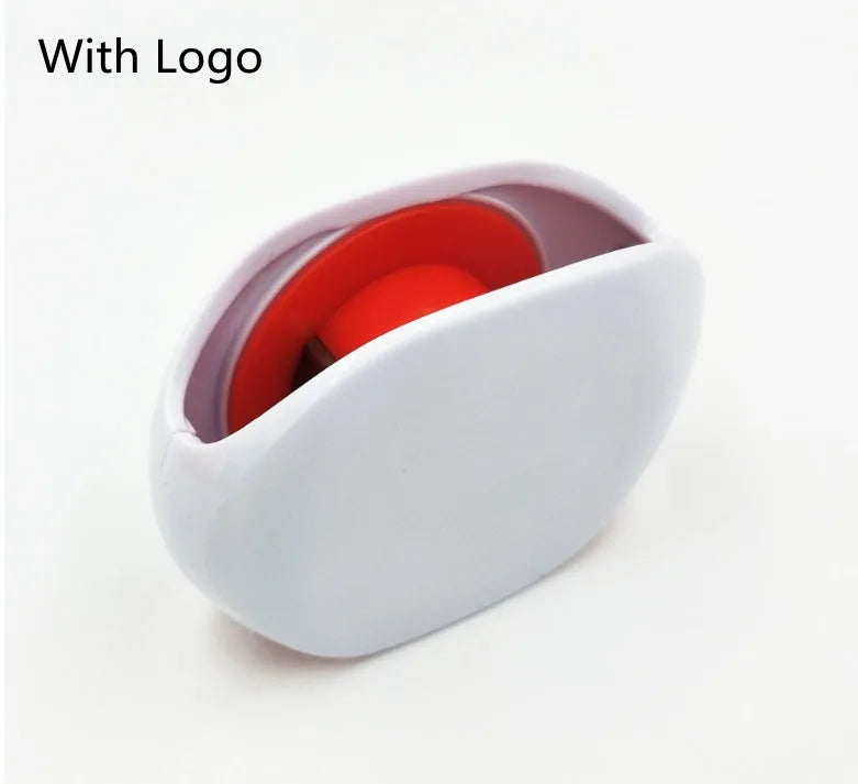 Automatic earphone cable retractor winder in multiple colours on a white background.
