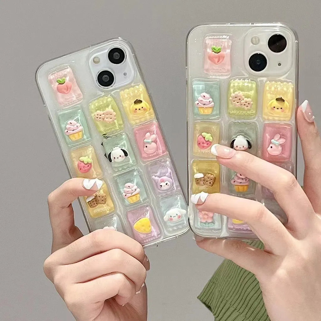 Creative adhesive candy TPU phone case with three-dimensional candy design for iPhone