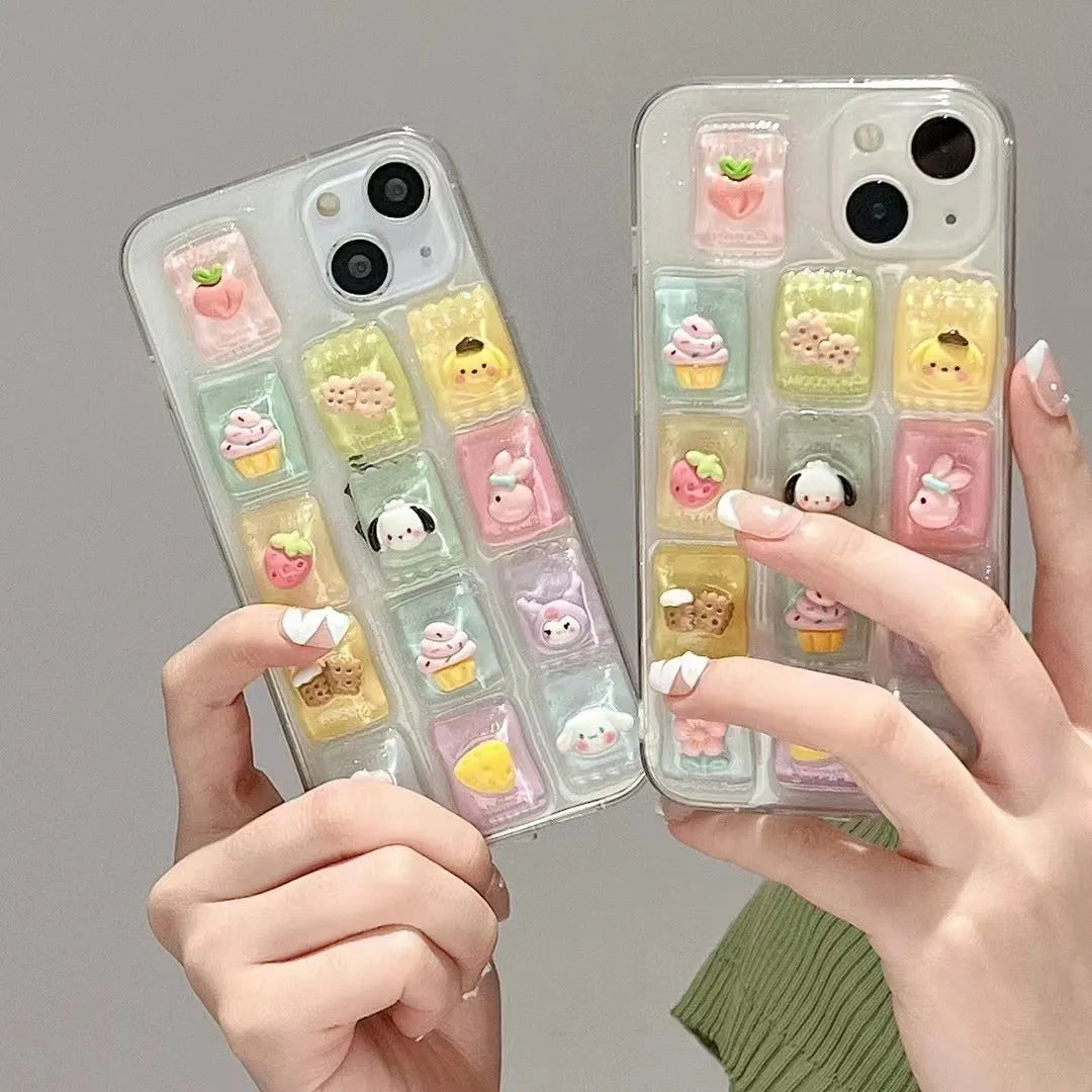 Creative adhesive candy TPU phone case with three-dimensional candy design for iPhone