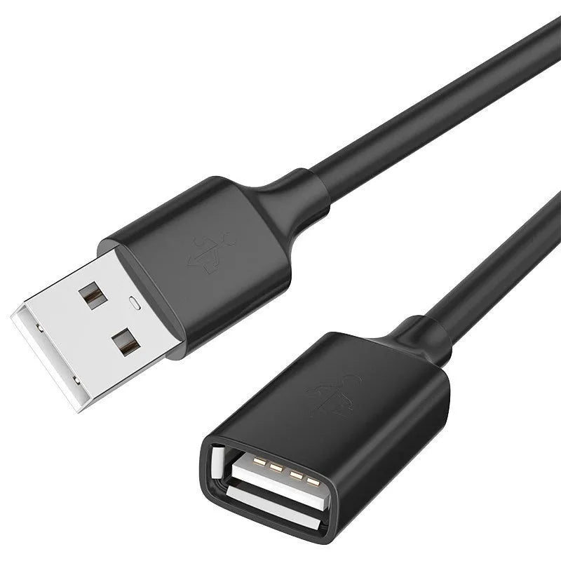 USB 3.0 extension cable male to female in black PVC with USB connectors on both ends