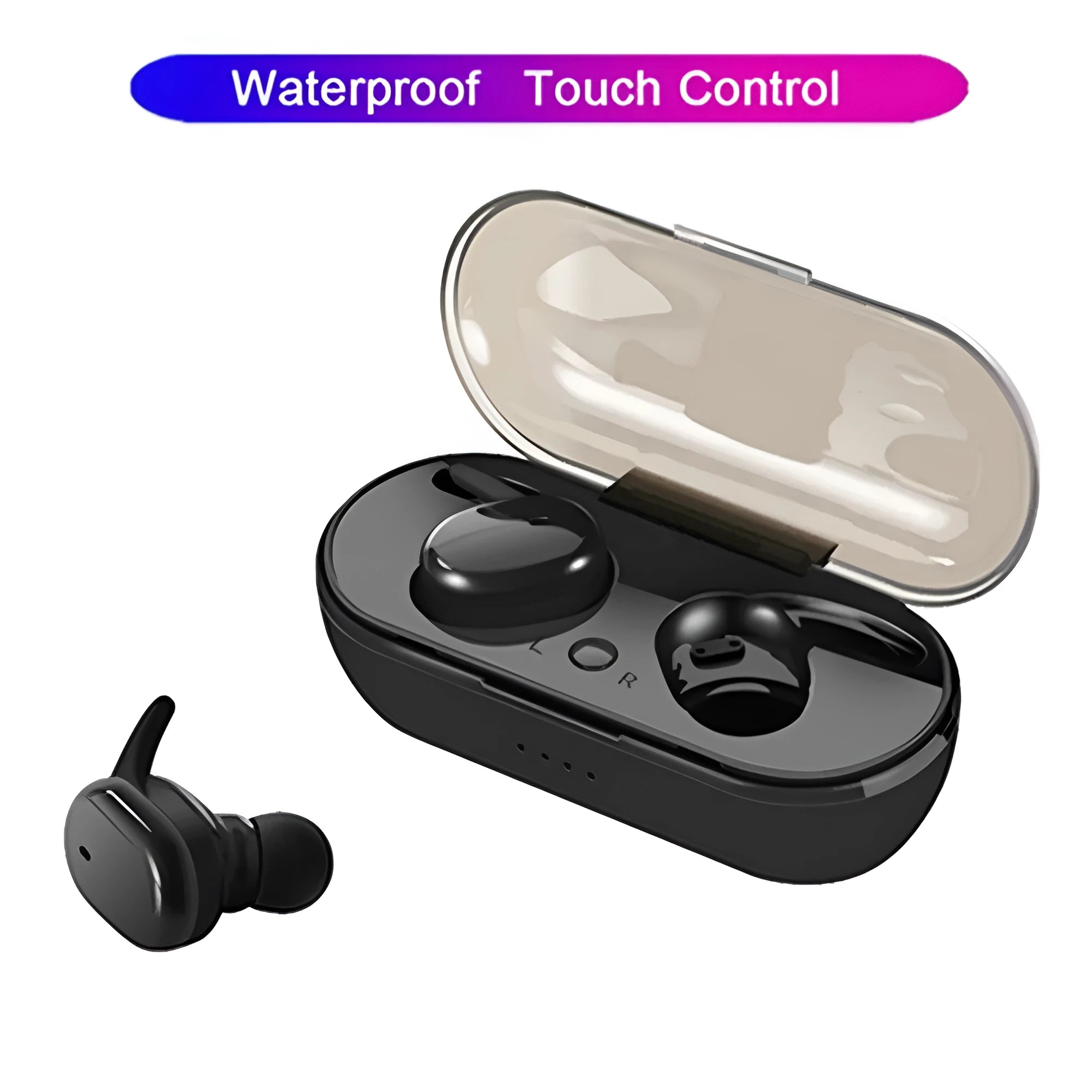 TWS4 Bluetooth headset with graphene vibration film and ergonomic design in black