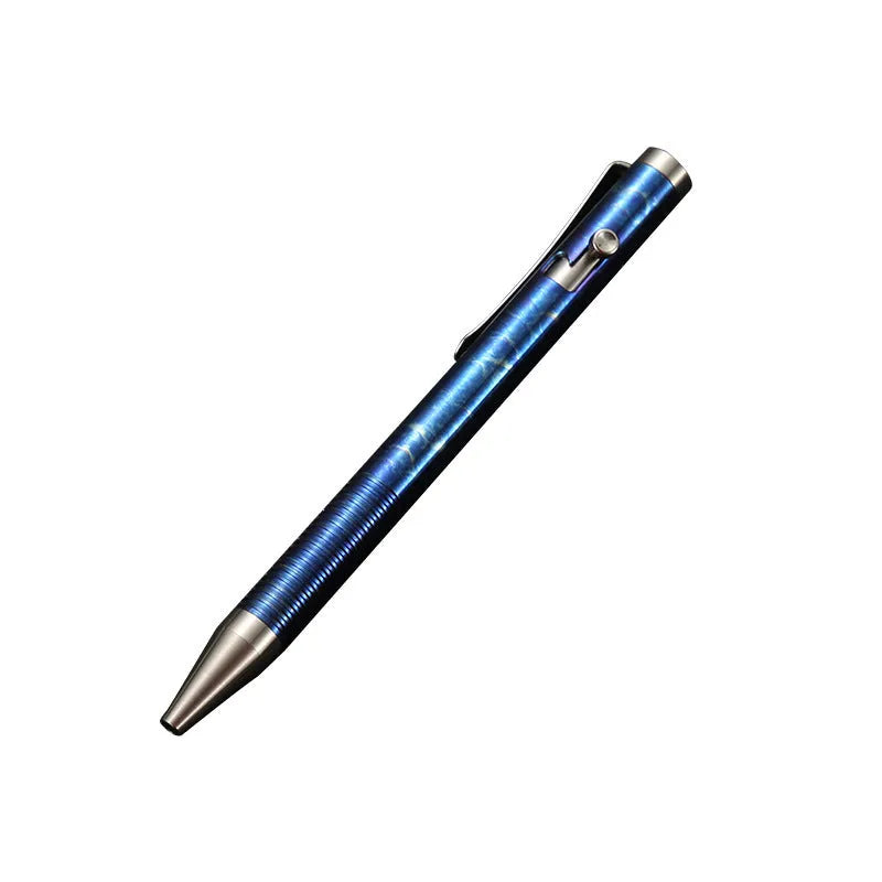 Titanium alloy bolt action ballpoint pen with gun handle design and phantom colour finish