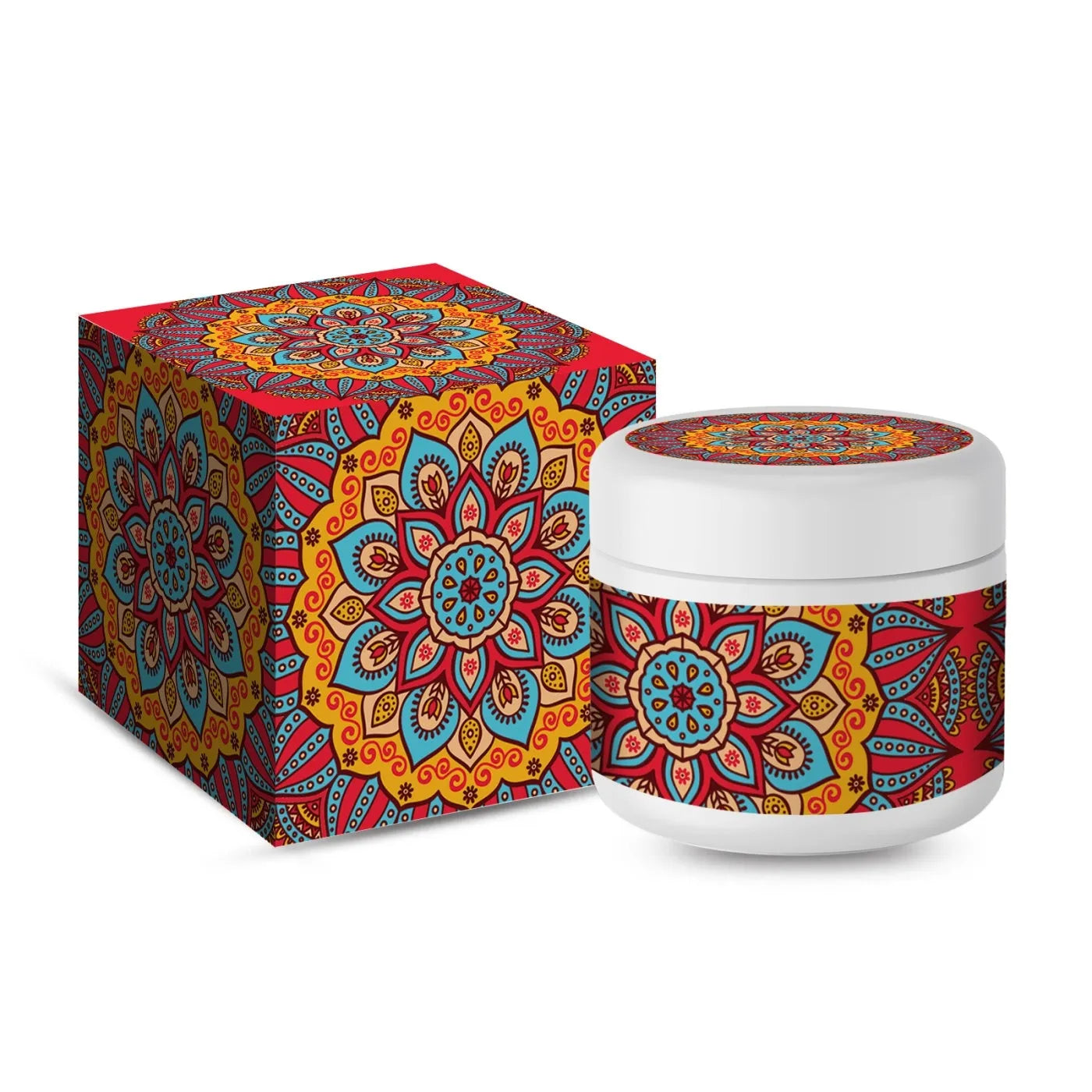 Scented candle with beeswax and soybean extract in a glass container with five fragrance options including Jasmine and Sandalwood