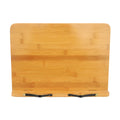 Solid wood bamboo hollow reading frame in Glossy finish, size M 34x24 cm, on a desk holding an open book