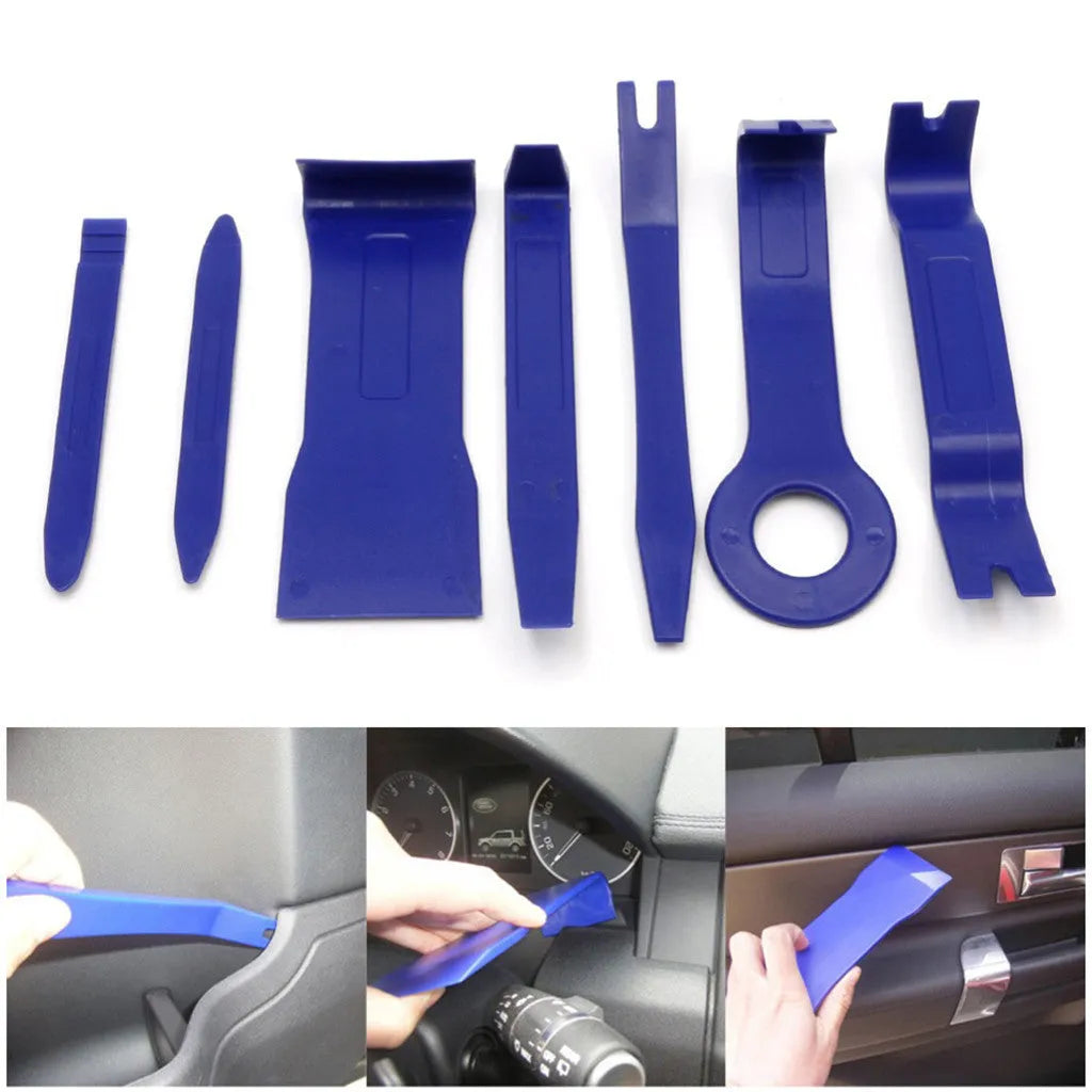 7 piece blue disassembly and assembly repair tool kit in OPP packaging for audio repair