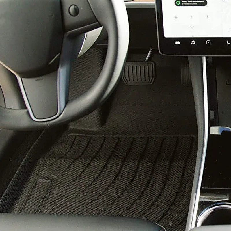 Tesla car floor mats in rubber material with TPE footrest for Model 3, Y, S, X vehicles