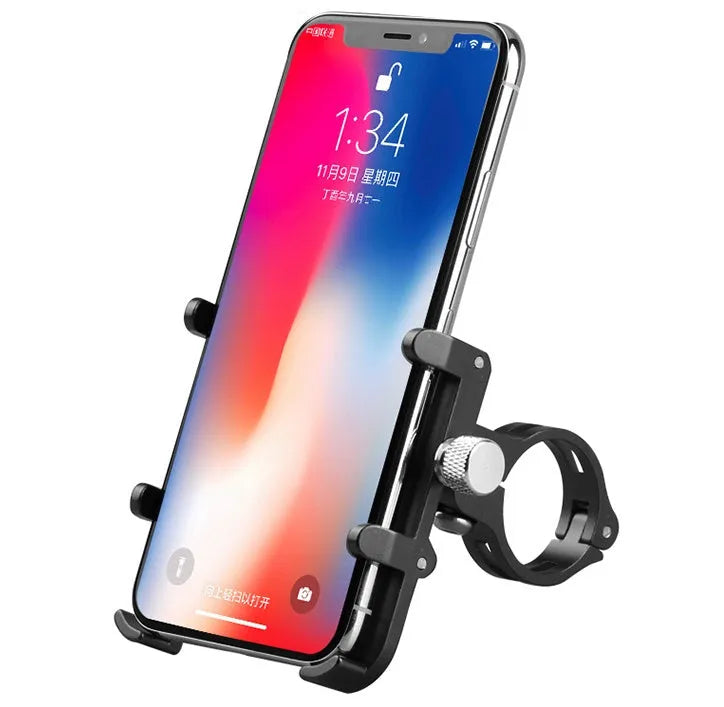 GUB Plus 6 aluminium alloy motorcycle phone holder mounted on handlebar
