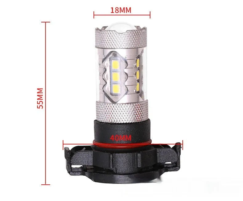 White 6000K car front fog light with aluminium housing, 47x70mm, universal bulb base fit