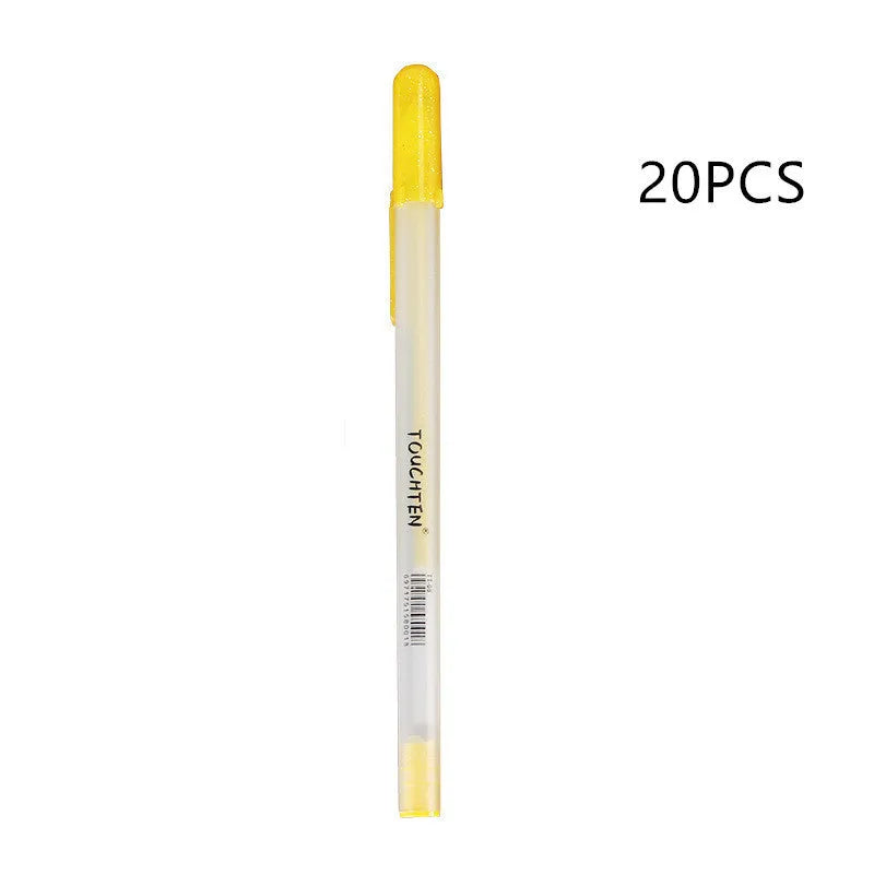 Touchnew hand-painted highlight pen with 0.8mm tip and 15.3cm plastic barrel in gold silver white colours