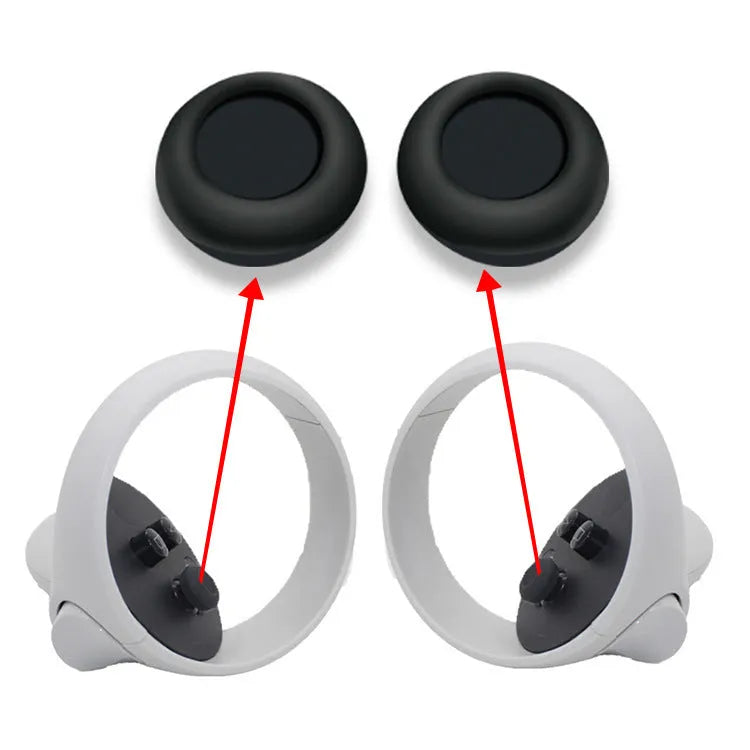 Black silicone VR headset accessories kit with glasses cover, eye mask, and controller grips.