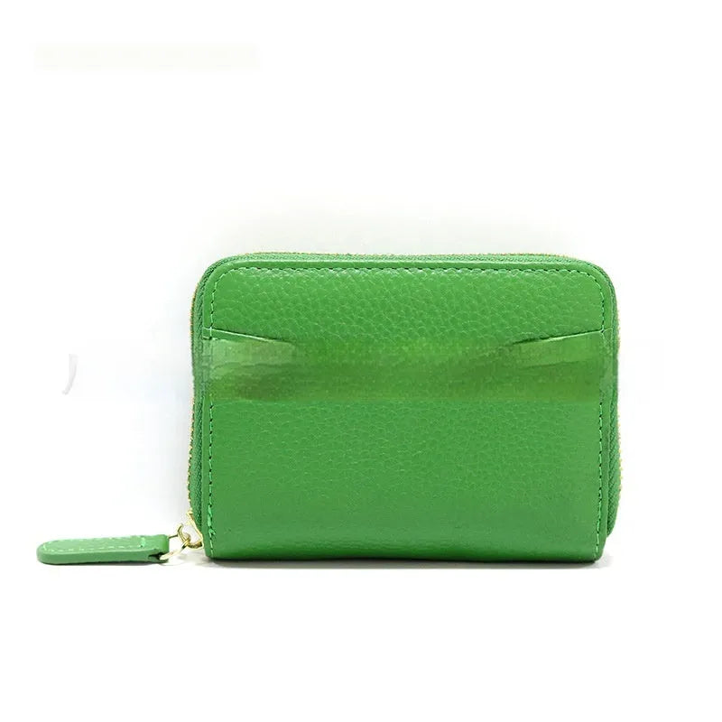 Genuine leather coin purse with zipper closure in multiple colour options