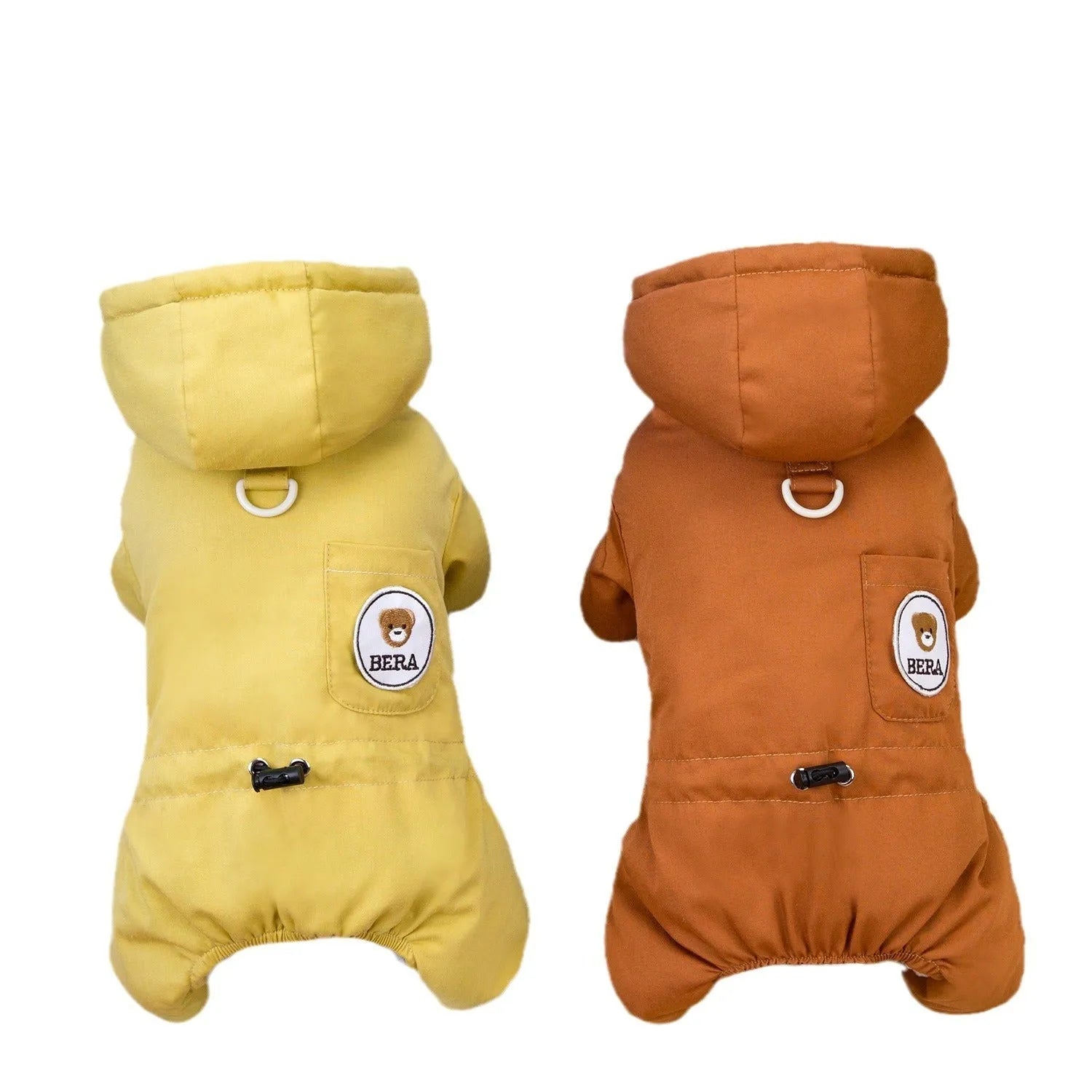 Dog in brown polyester casual autumn winter coat with casual fit