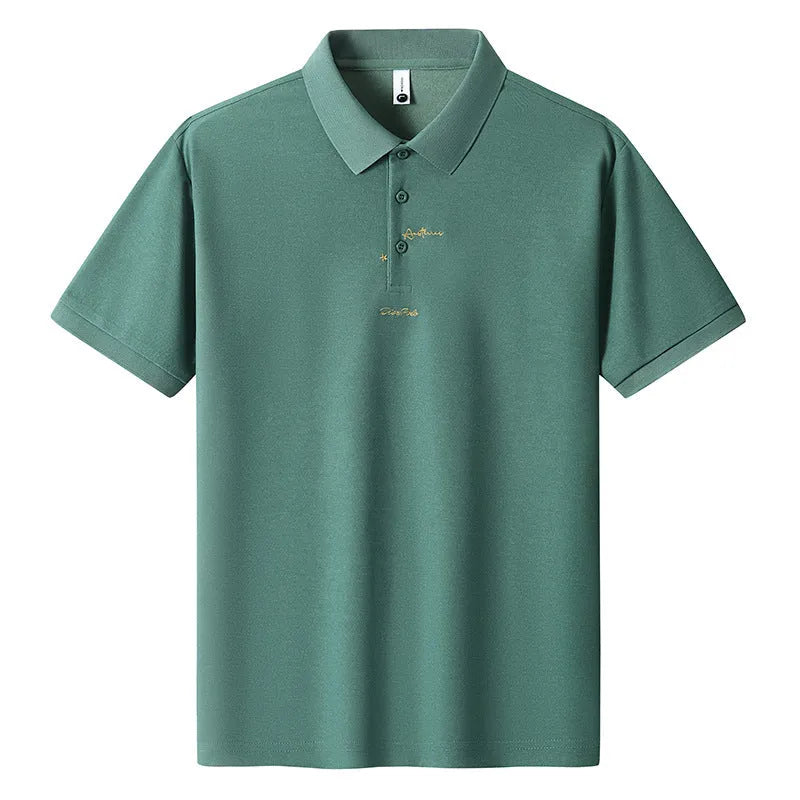Men's loose-fit casual cotton T-shirt with a letter pattern, shown in multiple colour options.