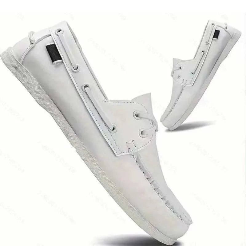 Men's solid colour casual shoes with round toe and flat heel in artificial PU leather