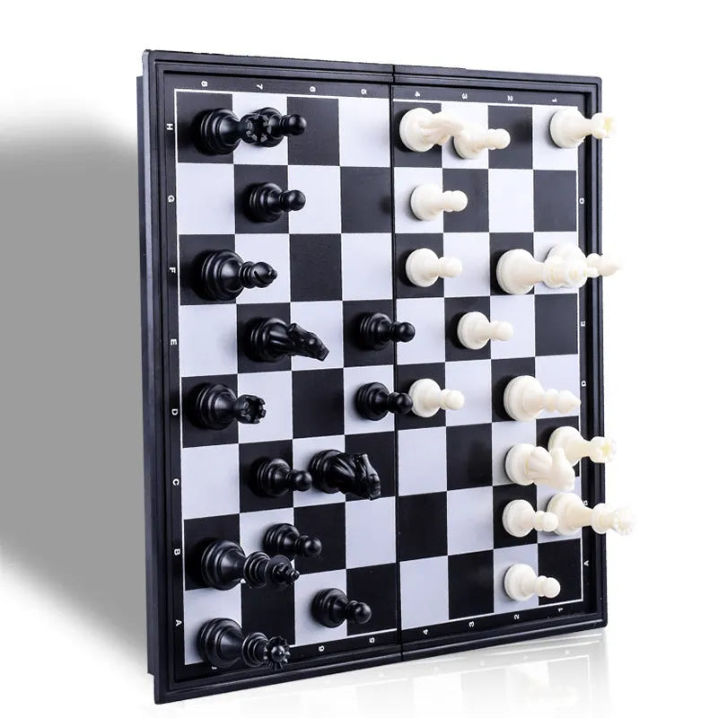 Three-in-one magnetic chess checkers backgammon set with plastic board and ABS pieces