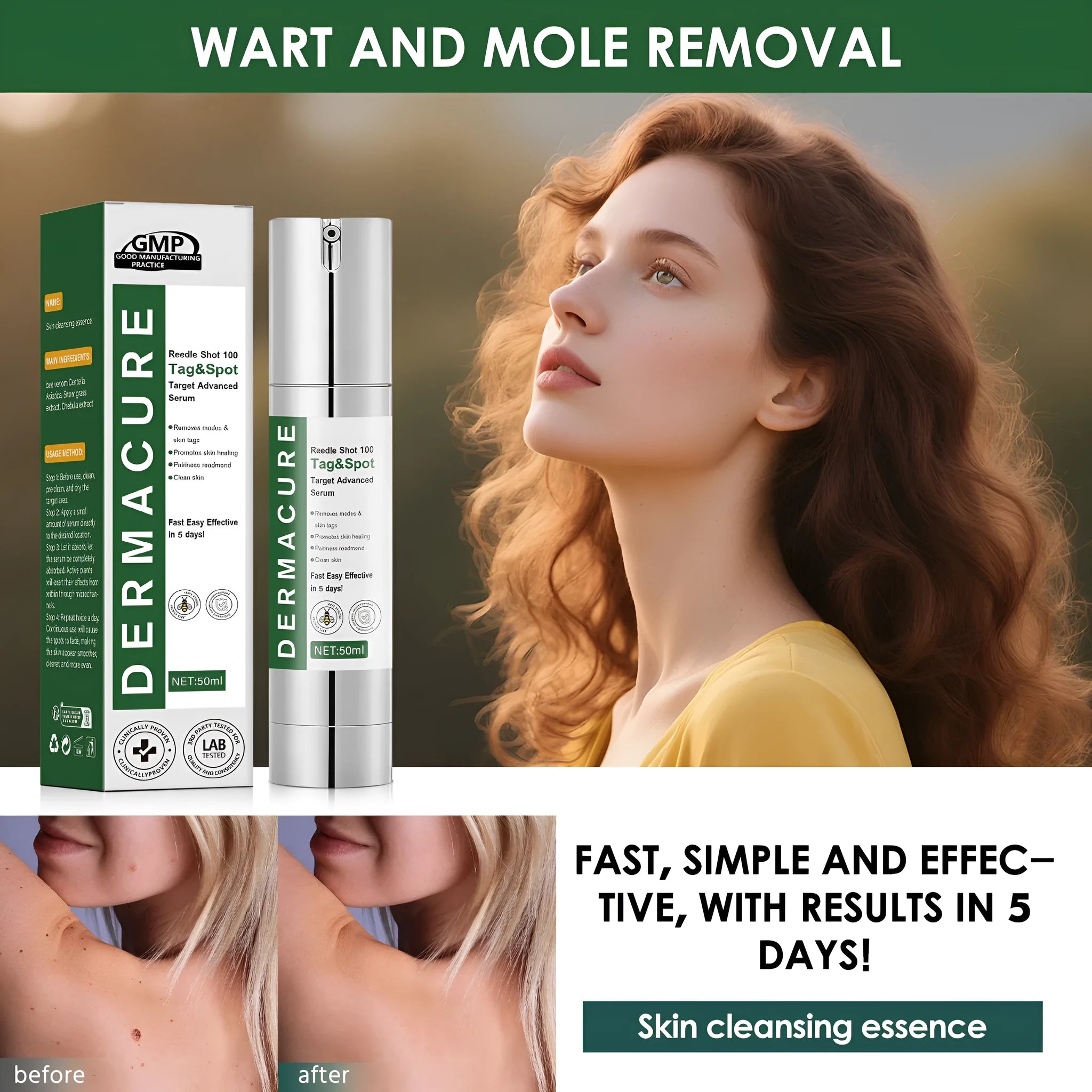 50ml bottle of non-standard gentle facial care solution with three-year shelf life