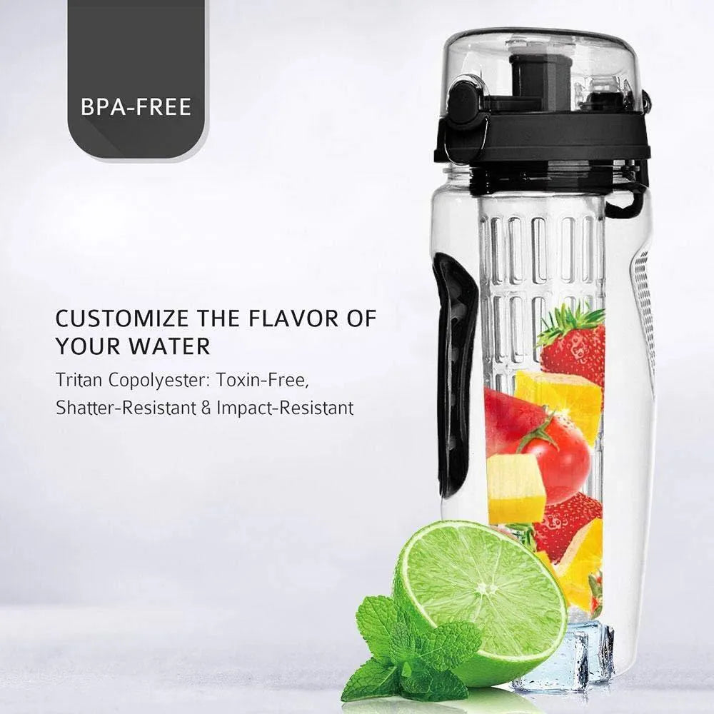 32oz fruit infusing water bottle with fruit infuser insert and leakproof cap