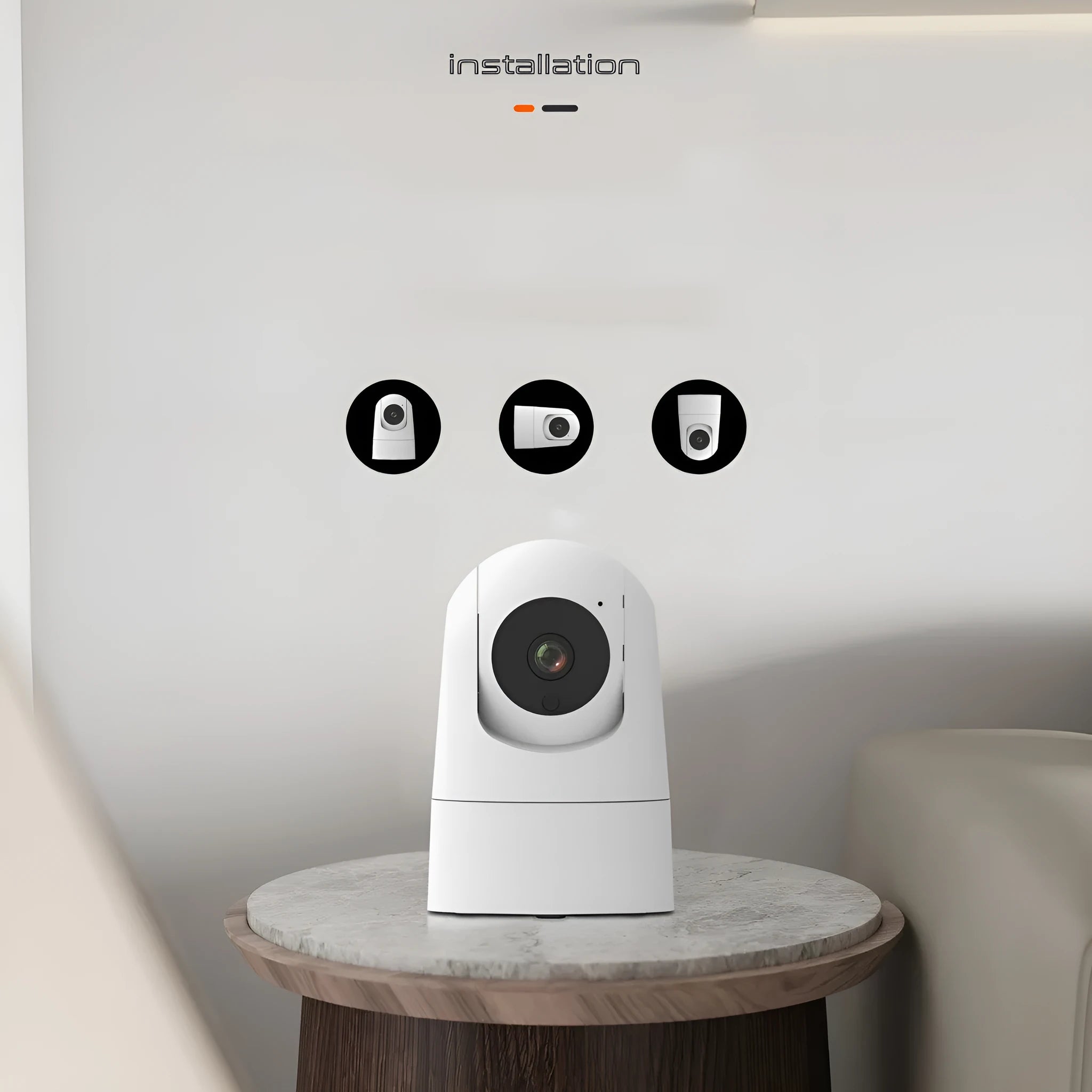White indoor PTZ security camera on a stand with a 3.6mm lens for 1080p HD monitoring.
