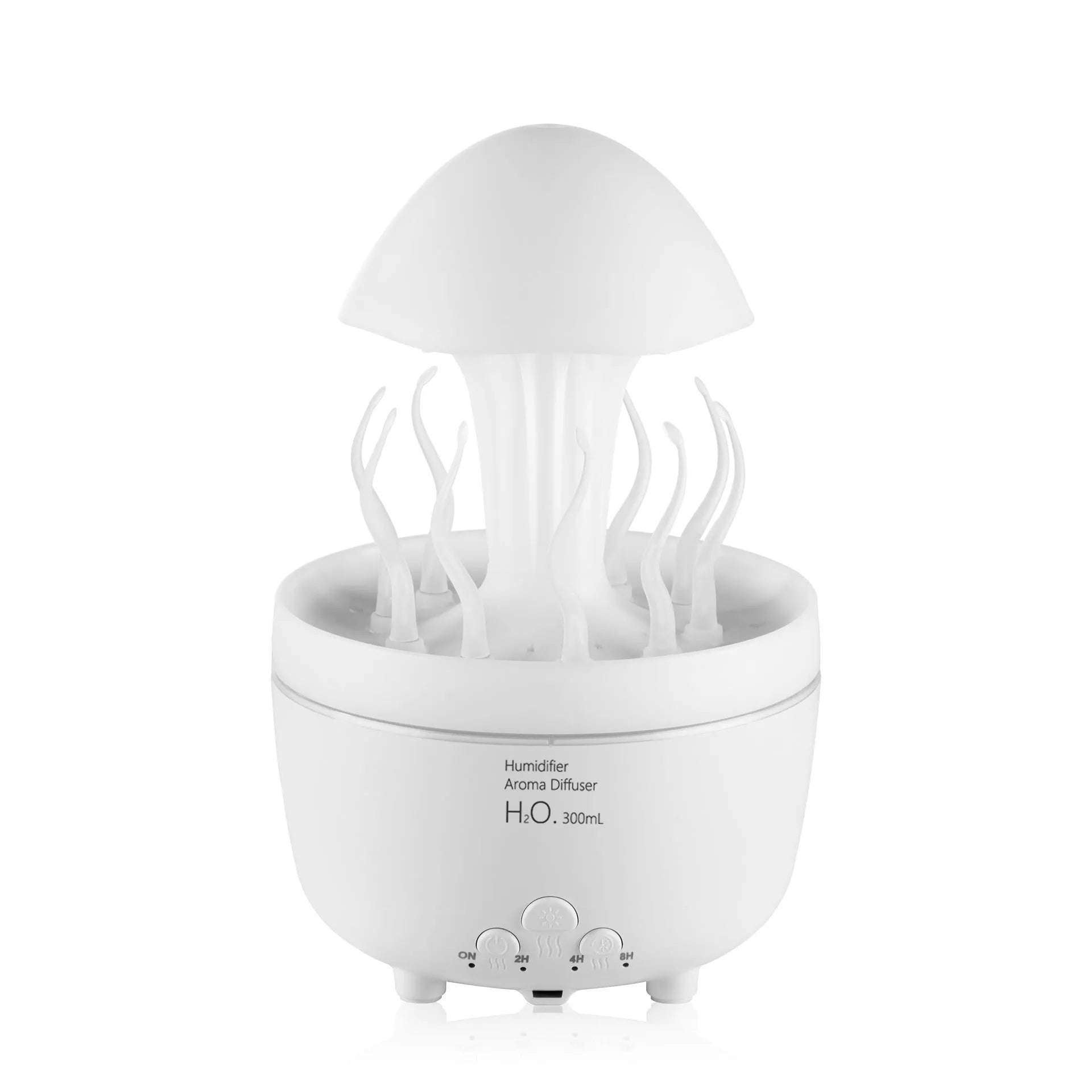 Rotating water drop aroma diffuser column humidifier with colourful LED lights in marble gold finish