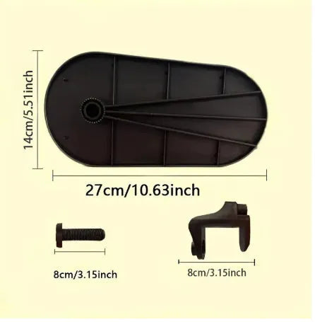 Black plastic computer hand bracket wrist support with modern simplicity style on a white desk surface