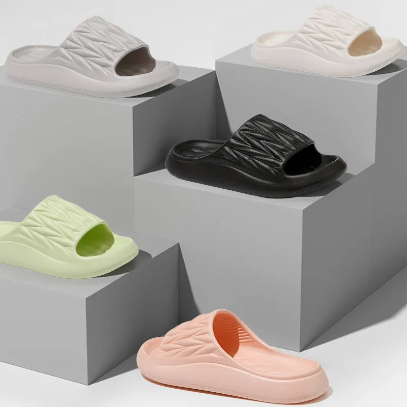 EVA house slippers with leaf texture design in multiple colour options
