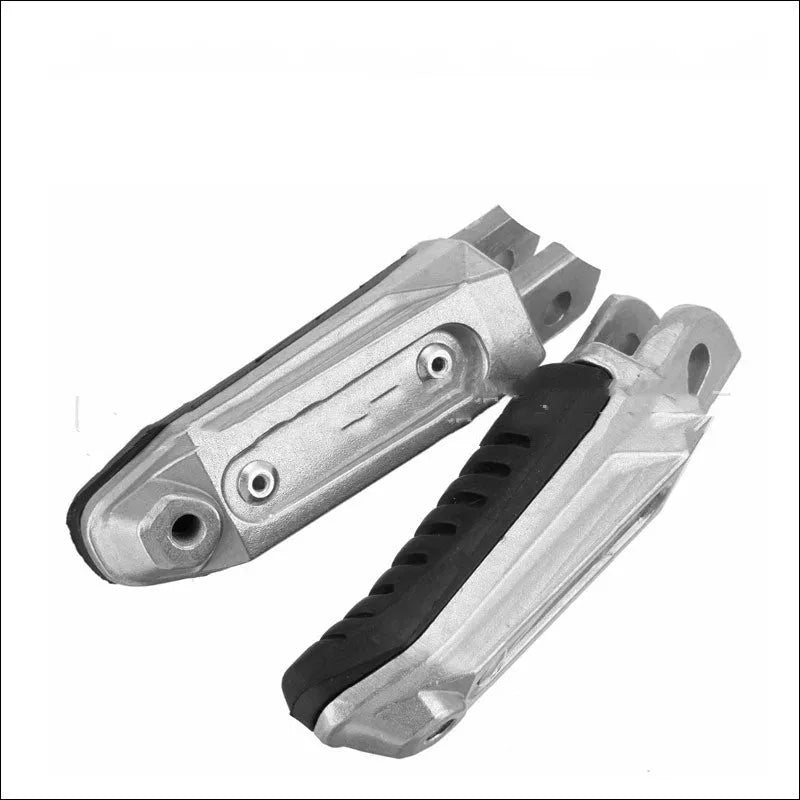 Black aluminium alloy motorcycle footpegs replacement set for Suzuki models on a plain background.